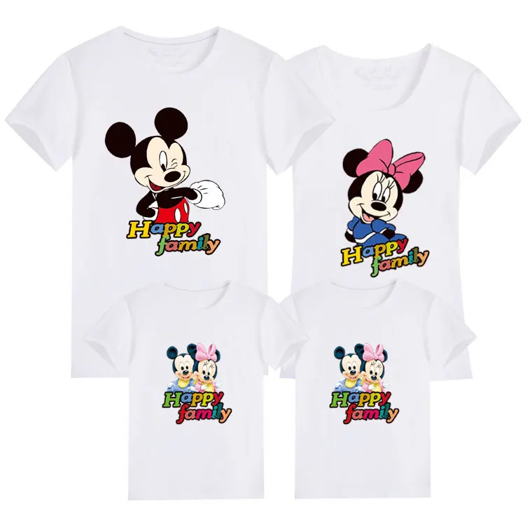 

Disney happy Mickey Mouse clothes women parent-child summer clothing cotton family three short-sleeved T-shirt couple clothes