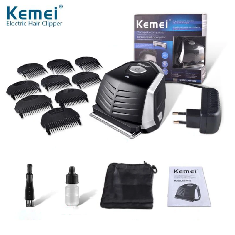 

Kemei KM-6032 Mini Hair Clipper For Men Professional Electric Haircut Machine Rechargeable Hair Trimmer with 9pcs Limit Combs