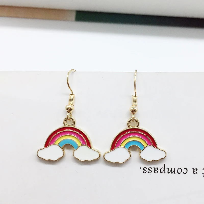 Женские серьги с кисточками 4 вида радужных капель милые каваи в стиле бохо