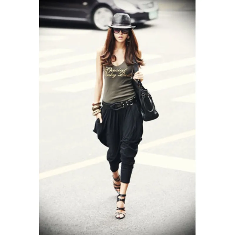 Брюки женские Мешковатые эластичные в стиле хип хоп пикантные шаровары для