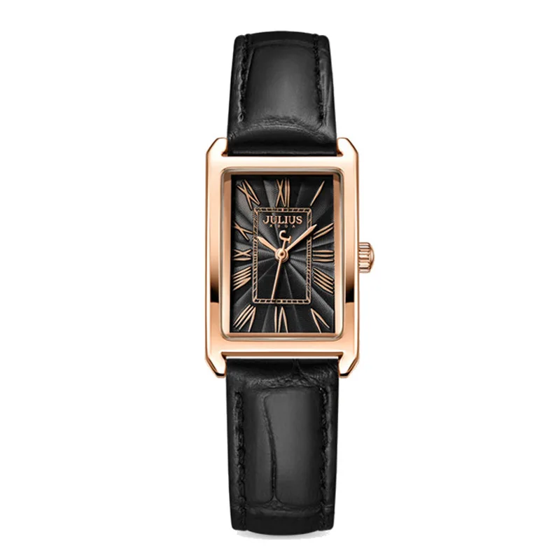 Классические женские часы Julius в стиле ретро, японские кварцевые элегантные модные часы, браслет из натуральной кожи, Подарочная коробка для девочек на день рождения