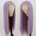 Maycau длинные прямые синтетические парики фронта шнурка для чернокожих женщин светлые детские фиолетовые парики шнурка с естественной линией роста волос 22 дюйма
