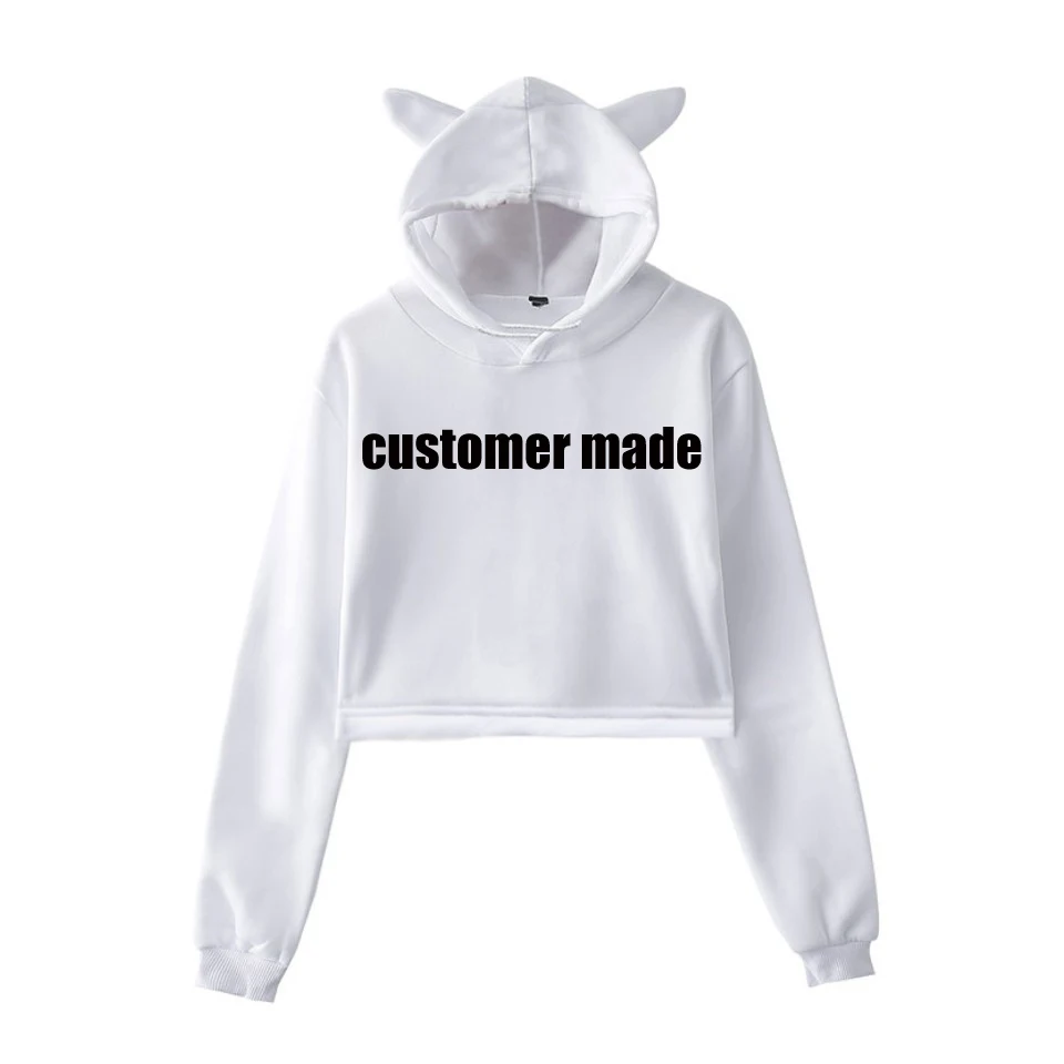 Укороченный топ с кошачьими ушками и логотипом на заказ толстовки свитшоты