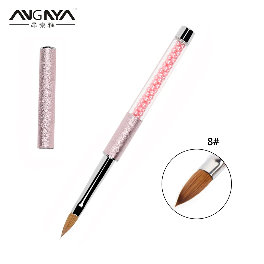 

ANGNYA акриловая кисть для дизайна ногтей, 1 шт., розовая жемчужная декоративная металлическая жидкая пудра, ручка для резьбы по дереву, инструм...