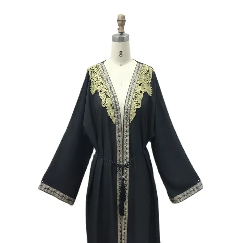 F910Arabic abaya Dubai turban 2021 long sleeved abaya Moroccan Arabic Islamic dress kimono Djellaba Muslim women