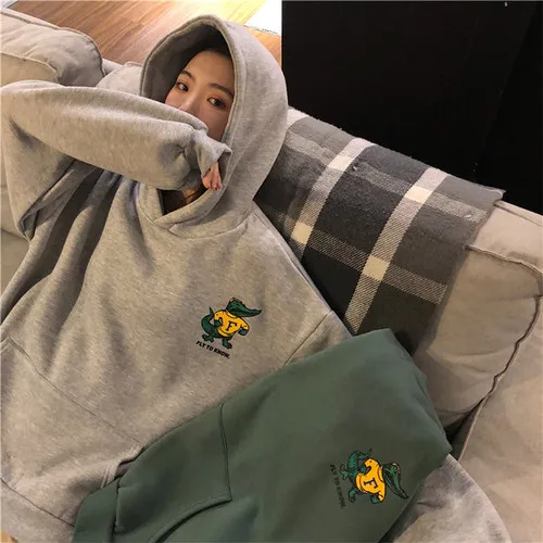 Повседневные женские толстовки из плотного бархата с карманом и принтом