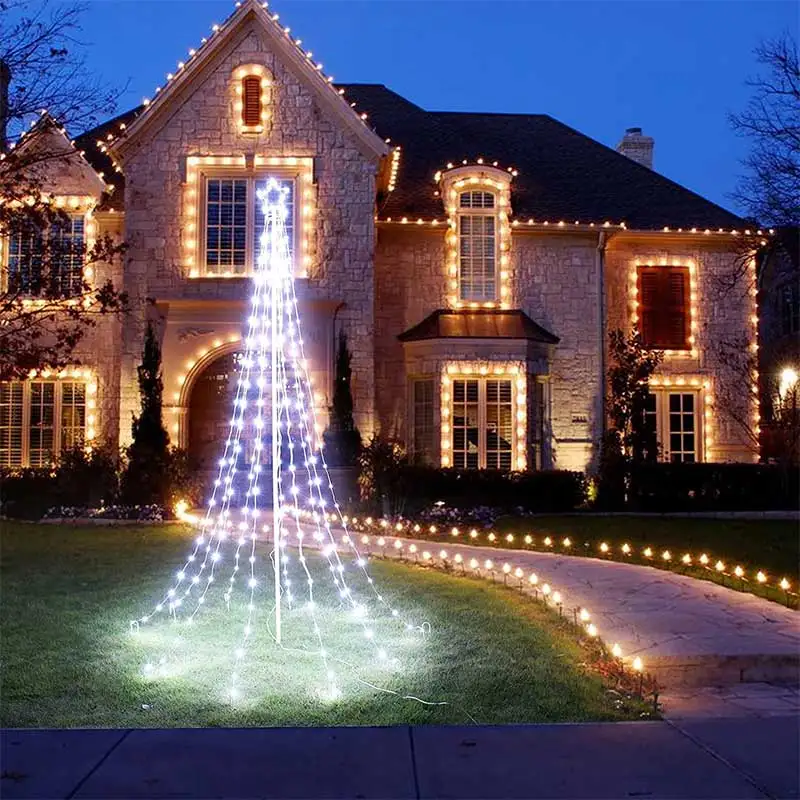 Рождественская светодиодная гирлянда Водопад садовая с питанием от солнечной