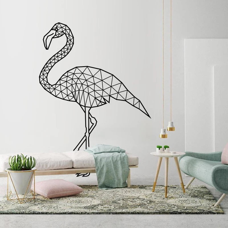 

Flamingo Vinyl Sticker , Geometric Wall Art Decal , Animals Outlines Decals, Modern Art Room Decoration DIY Murals Z386