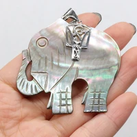natural black shell animal elephant pendant cute handmade crafts diy necklace jewelry accessories gift making size 50x50mm