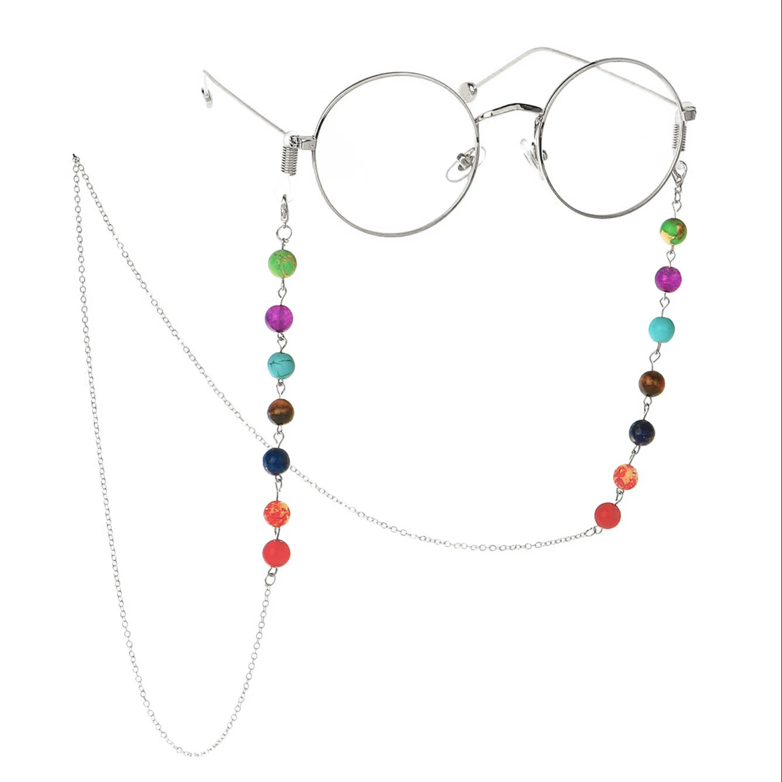 

Fashion Multicolor Natural Beaded Link Chains Glasses Neck Strap Lariat Lanyard Necklace Women Mask Chains Party Jewelry Gifts