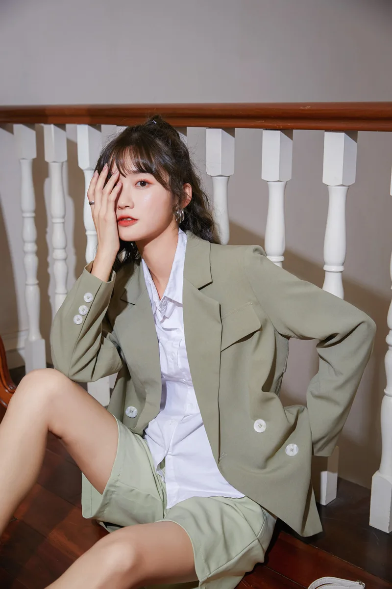 

2020 Autumn New Cross Strap Suit Jacket Women Fashion Design Solid Casual Thin Coats