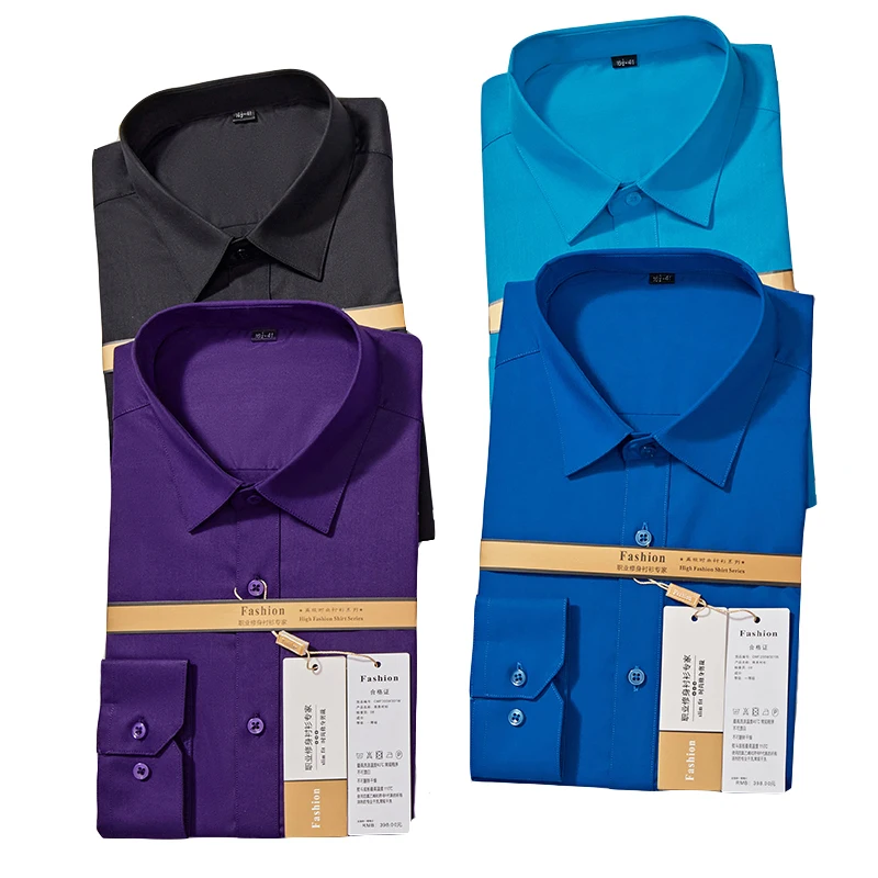 

Mens Business Formal Shirt Solid Fabric Hight Quality Long Sleeve for Dress Wear Office Team Work Salesmen Blouse