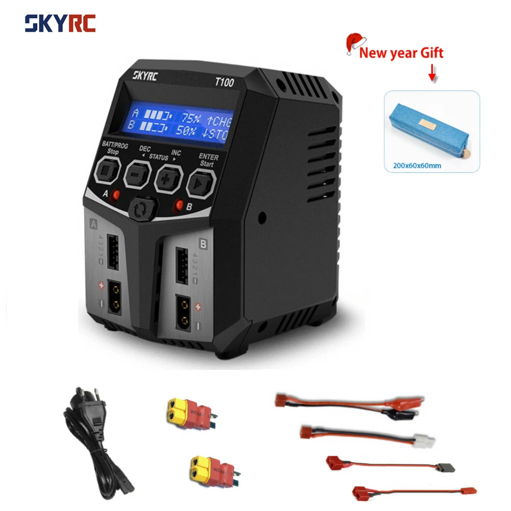 SKYRC T100 DUAL 5A 2X50W балансирующее зарядное устройство для 2 4S LiPo/LiIon/LiFe/LiHV батарея RC FPV