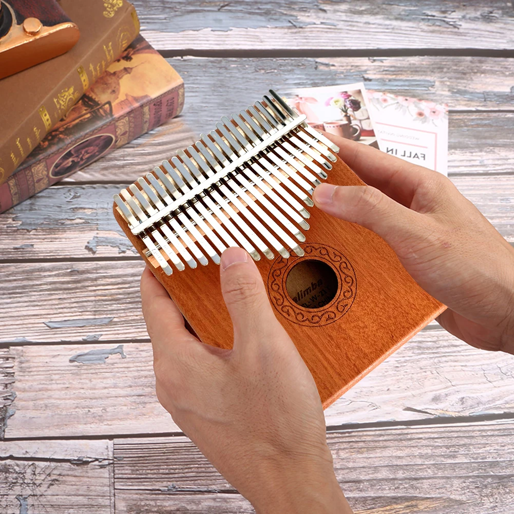 

21 Key Kalimba Mahogany Wooden Thumb Piano Mbira Musical Instrument Gift with Tuning Hammer Stickers Cleaning Cloth Score