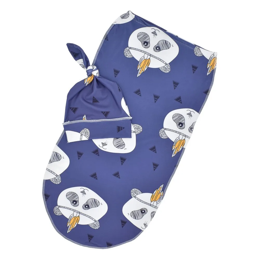 

Baby Sleeping Bags With Hat Super Soft For Newborn Swaddle Muslin Blanket Printed Infant Sleeping Bags Wrap Cap 0-6M Accessory