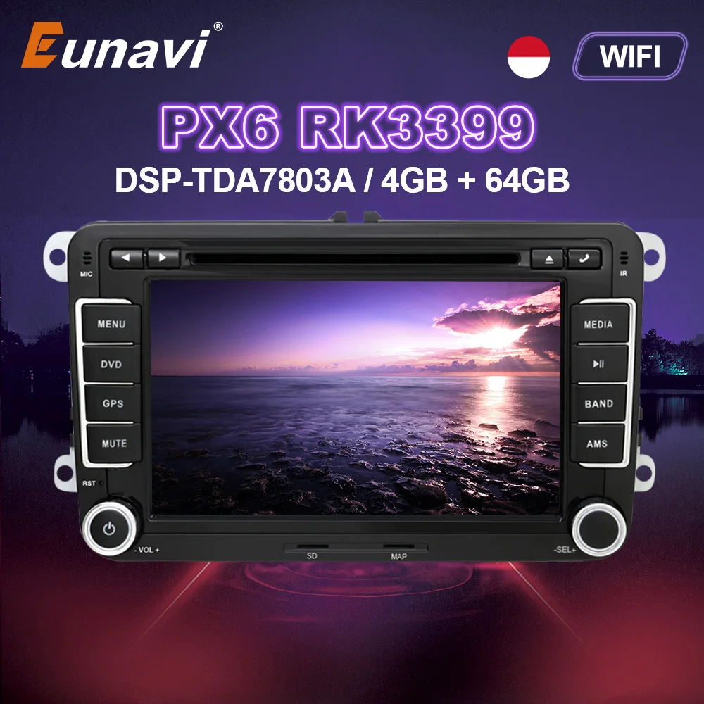 Eunavi 7 дюймов Android 10 автомобильное радио DVD GPS для VW GOLF 5 6 Polo Bora Jetta B6 B7 Passat Tiguan