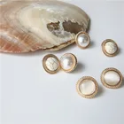 Женские серьги-гвоздики с опалом, винтажные серьги круглой формы с имитацией жемчуга, подарочные украшения для вечеринок