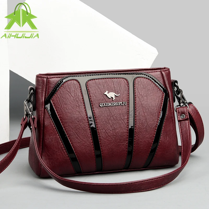 

Fashion Splicing Womens Shoulder Bags Luxury Design Messenger Bag 2021 New High Quality Pu Leather Travel Women Handbag Wallet