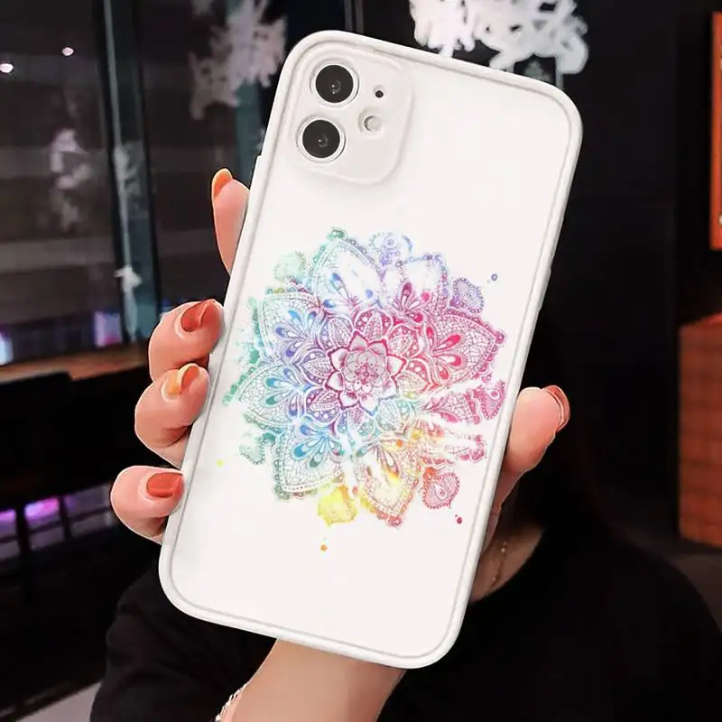 

Mandala painting high quality Phone Cases matte transparent For iphone 7 8 11 12 plus mini x xs xr pro max cover