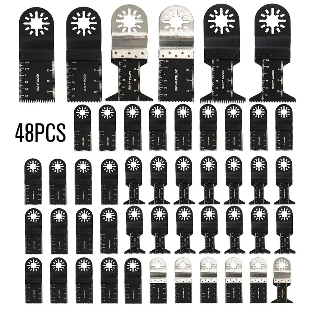 

48pcs Multi-function Bi-metal Saw Blades Oscillating Blade Multi Wood Cut Kit Chipboard Tool Circular Saw Blade Trimmer Blades