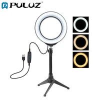 puluz selfie ring light photography led rim of lamp with mobile holder support tripod stand ringlight for live video streaming