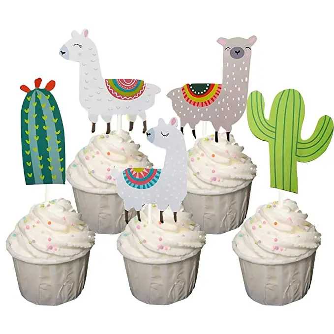 25 шт. топперы для капкейков с ламой альпакой КАКТУСОМ украшения торта