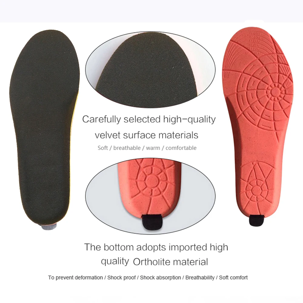 

USB Electronic Remote Control Heated Insoles For Shoes Women&men Outdtoor Sport Skiing Camping Boots Keeping Feet Warm 1800MA