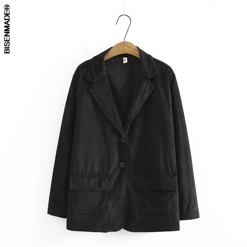 

Autumn 2021 Blazer Plus Size&Curve Women's Clothes New Outwear Fashion Corduroy OL Style Tailored Collar Suit Jacket