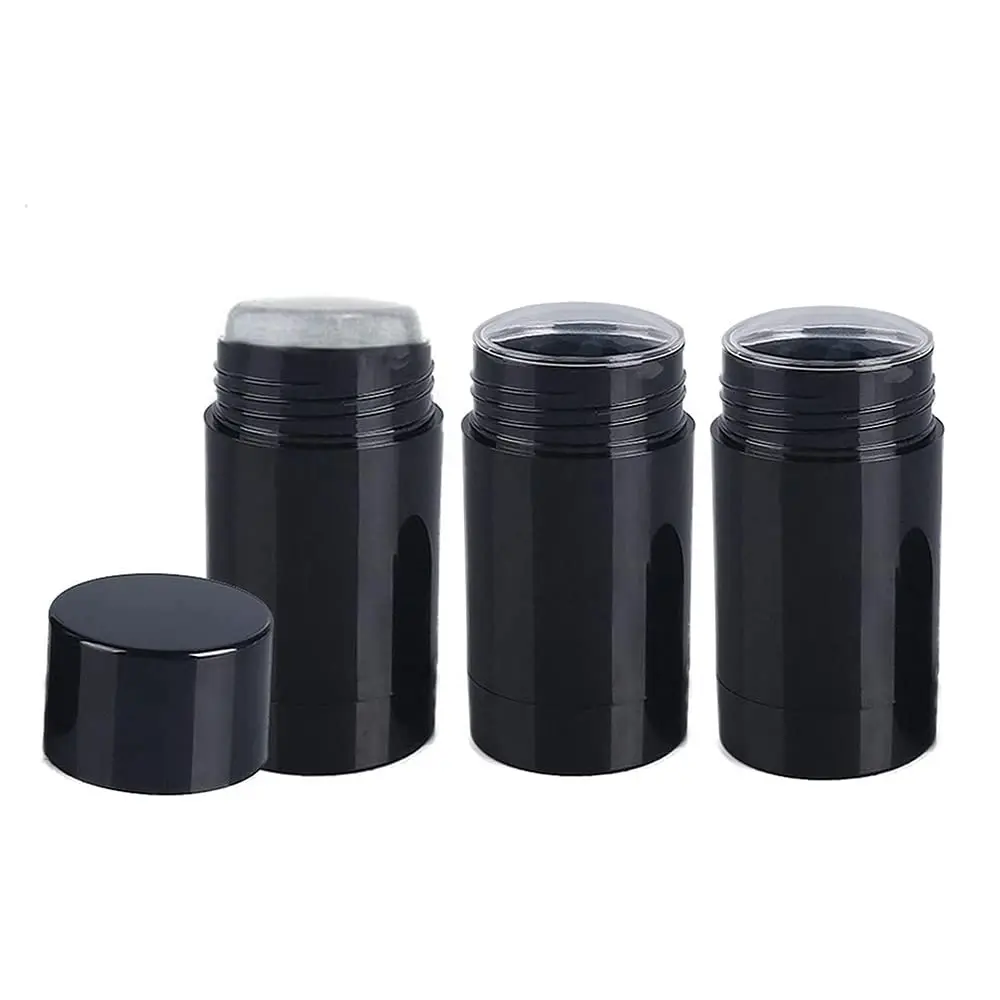 3 adet 75/50ML siyah Twist-up Deodorant tüpleri dudak parlatıcısı balsamı ruj tüpler konteyner DIY dudak balsamı, losyon çubuğu, nemlendirici