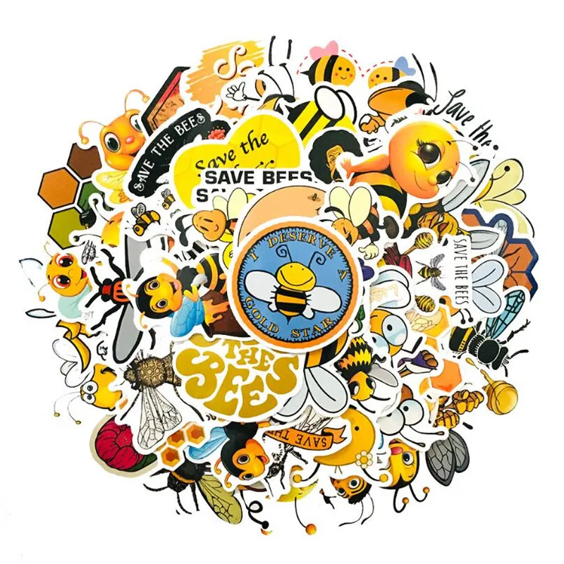 

10/30/50PCS Cartoon Cute Little Bee Graffiti Waterproof Suitcase Scooter Helmet Decoration Waterproof Sticker Toy Wholesale