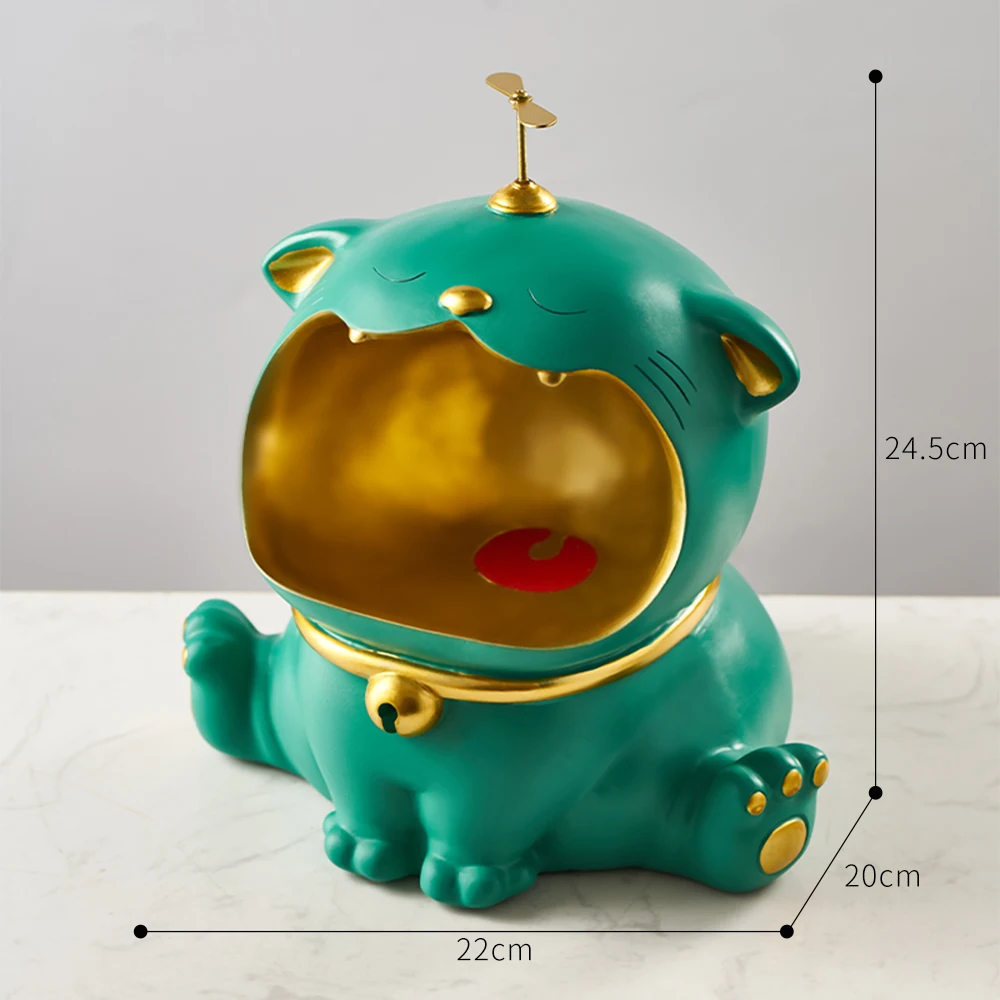 

Creative Lucky Cat Big Mouth Storage Glass Resin Animal Model Sculpture Modern Home Decor Living Room Decoration Gifts Statue