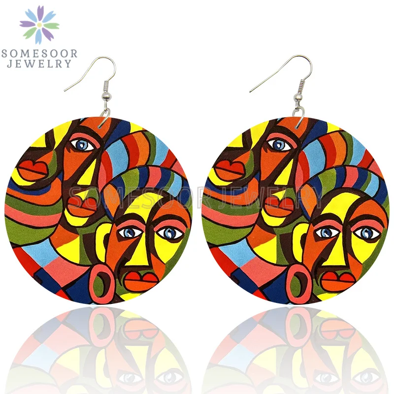 SOMESOOR деревянные висячие серьги в африканском стиле с принтом этническая