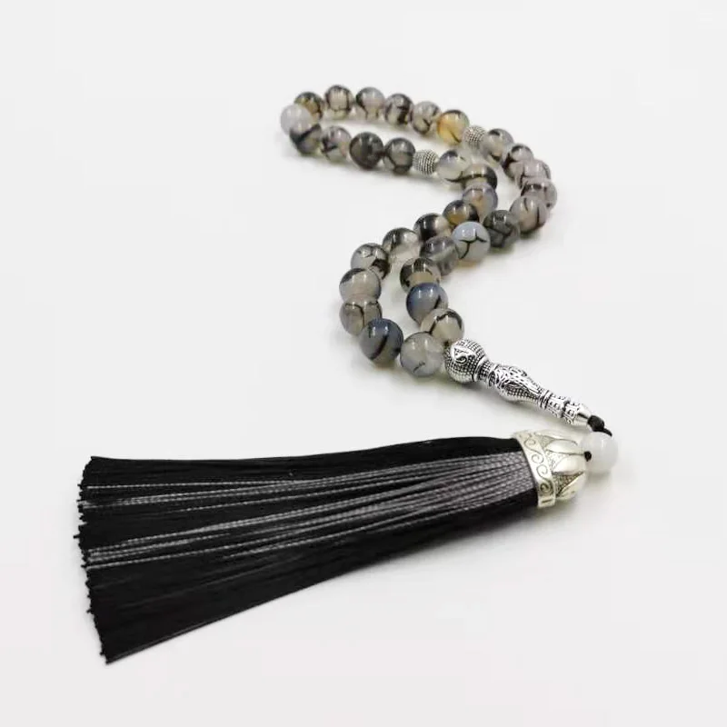 Новые Натуральные Агаты Tasbih мусульманский подарок Ислам Четки misbaha 33 66 99 бусы с