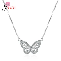 fashion charming 925 sterling silver butterfly pendant necklace link chain choker for women girl zirconia fine jewelry