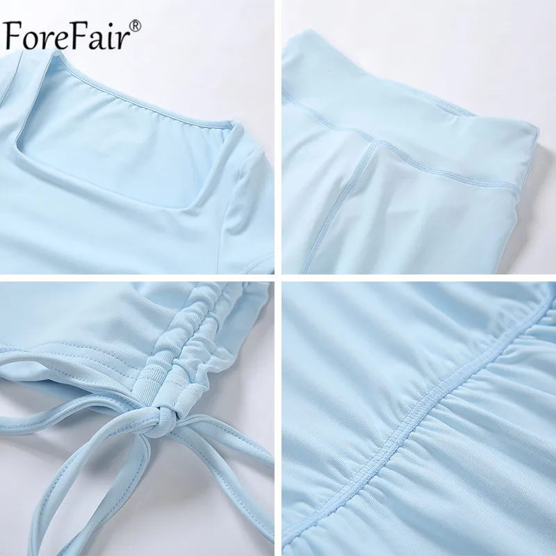 

Forefair Women Summer 2020 Short Sleeve Crop Top And Biker Pants Sport Tracksuit Streetwear Two Piece Sets Casual Outfits