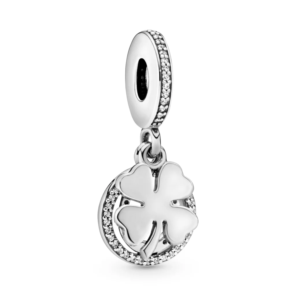 

2021 New 100% 925 Sterling SILVER charms Lucky Four-Leaf Clover Dangle Charm fit Original Pandora Bracelet silver 925 jewelry