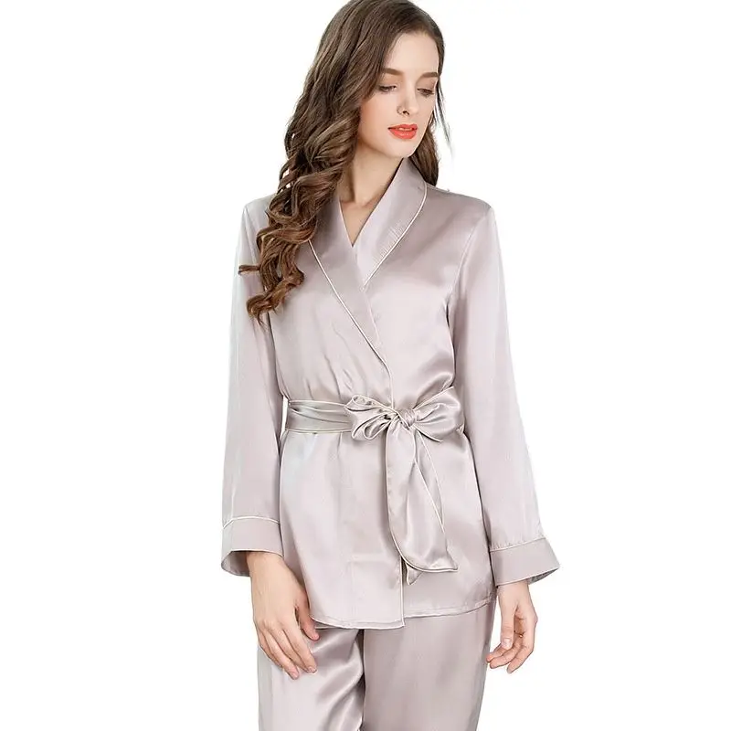 Пижама женская осенняя из 100% натурального шелка с длинным рукавом | Пижамные