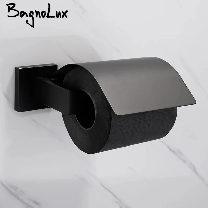 

Black Design Easy to Install The Bathroom Kitchen Accessory Wall-mounted Stainless Steel Rustproof Toilet Paper Roll Holder