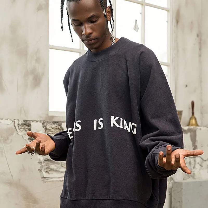 Jesus Is King Man Fleece Sweatshirt Hip Hop Kanye West Pullovers Vintage Men Streetwear Kendall Jenner Pullovers Hoodies Women