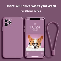 zbk luxury liquid silicone phone case for iphone 11 12 pro max xs max xr x xs 7 8 plus se 2020 cover with strap