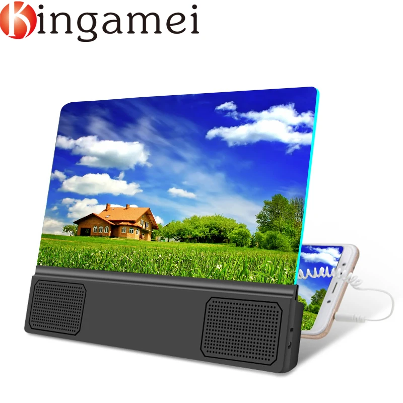 

12-дюймовый 3D усилитель экрана для проектора, увеличительная Подставка для видео с увеличительным динамиком, увеличительный складной насто...