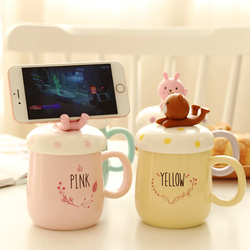 Творческий модный мультфильм керамические кружки милая пара чашка кофе кружка