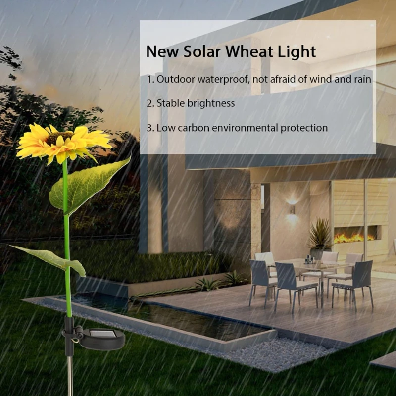 

2 Pcs Solar Powered Dandelion/Rose/Sunflower Flower Light Outdoor Yard Standing LED Landscape Lighting Lamp for Garden