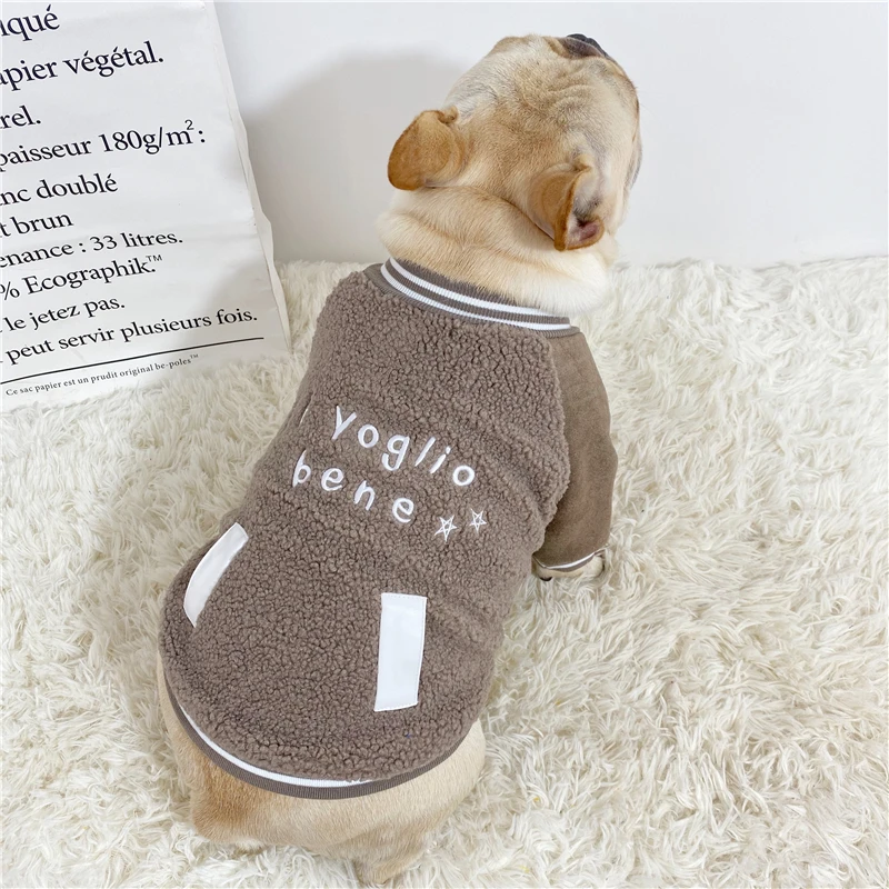 

French Bulldog clothes autumn winter Small dog clothes lamb wool Puppy sweater Outfits thick warm Teddy Bichon Fat Dog Clothing