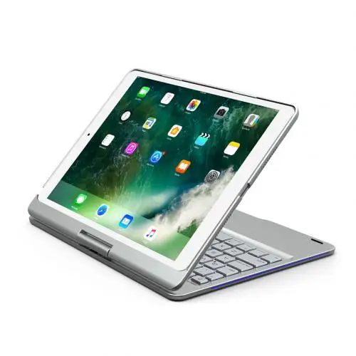 Серебристый Новая Вращающаяся дышащая клавиатура Bluetooth для нового iPad / Pro 9,7/Air2 - Цвет: Серебристый