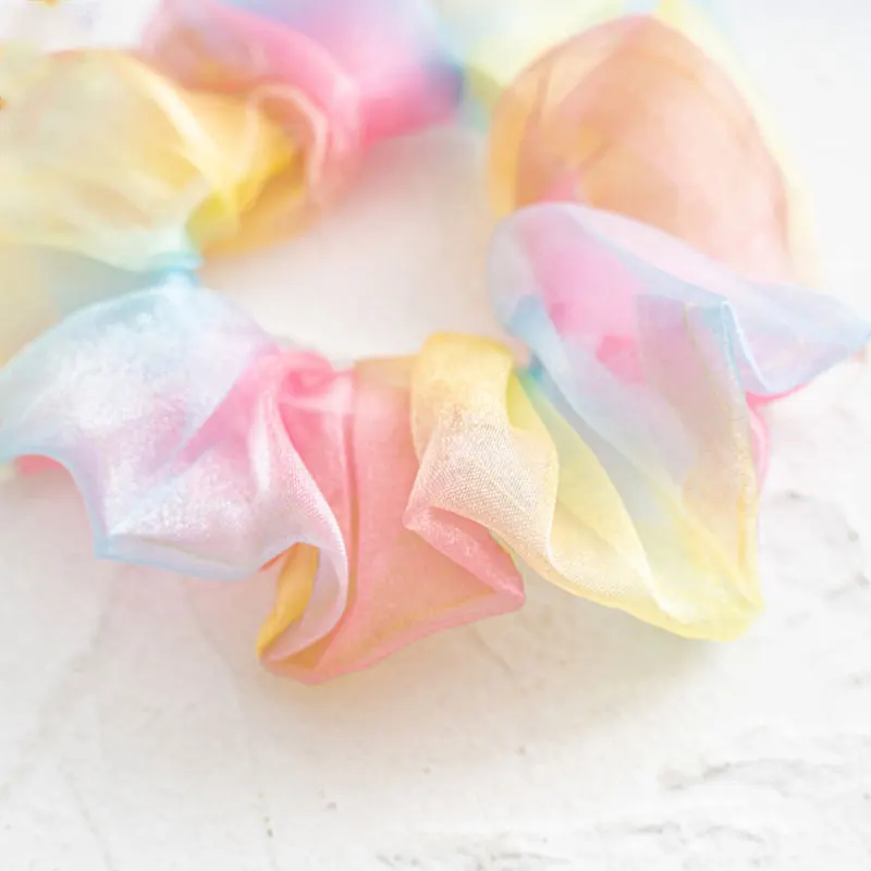 

Bright Color Polyester Scrunchie Women Elastic Hair Bands Tie dye Scrunchy Hair Ties Rope 1pcs Vintage Accessory