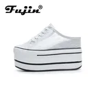 Fujinженские летние туфли-лодочки на платформе 10,5 см, визуально увеличивающие рост; Дышащие кружевные кроссовки; Тапочки