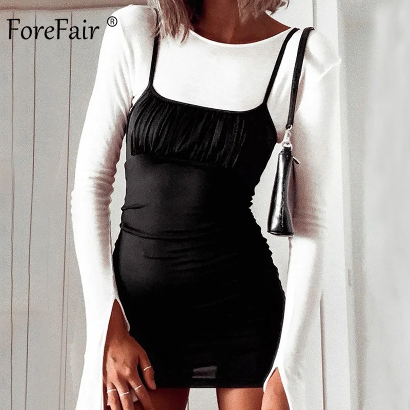 Женское мини-платье на бретельках Forefair Rider однотонное облегающее платье без
