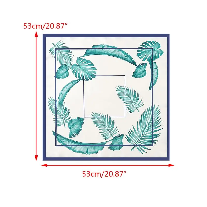

Women Retro Small Square Scarf Imitation Silk Leaves Print Neckerchief Headwrap M6CD
