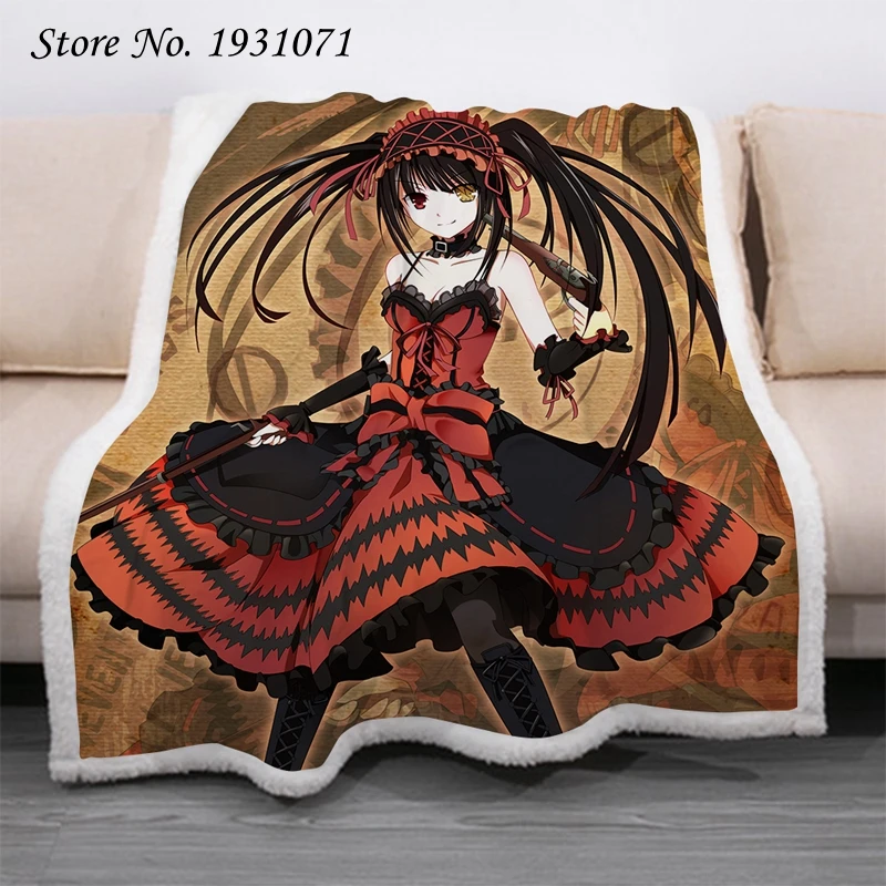 Флисовое одеяло для кровати с мультяшным аниме свиданием и живым 3D принтом